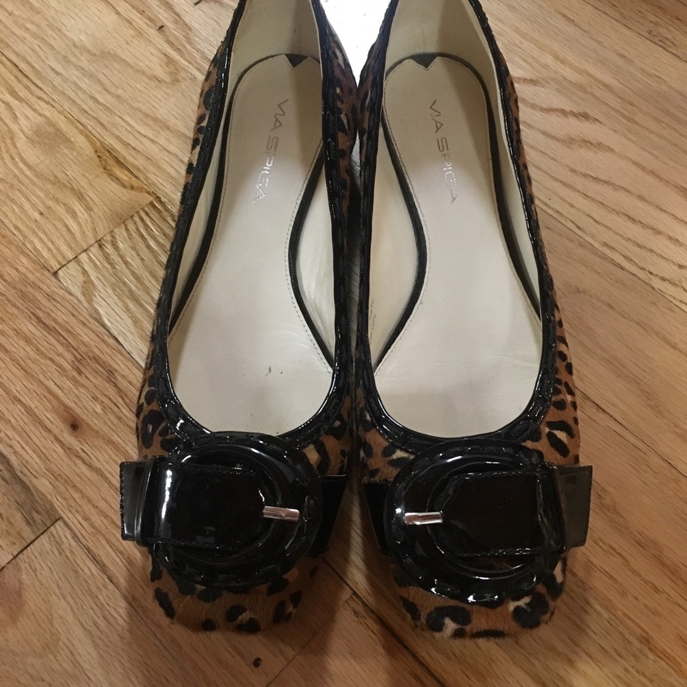 Via Spiga Leopard print calf hair flats